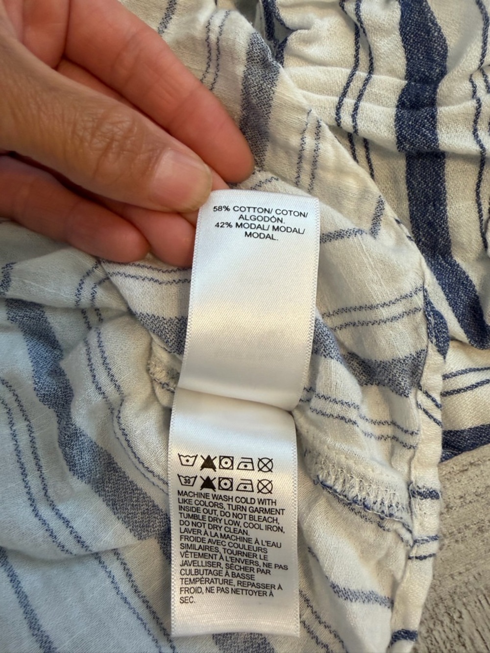 Lucky Brand White and Blue Striped Linen Button Pullover Blouse - Picture 2 of 2
